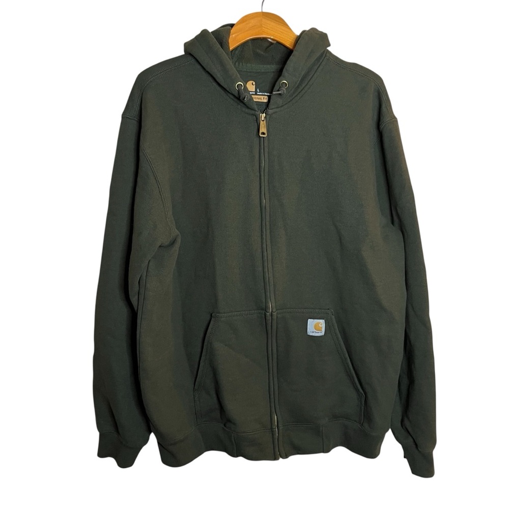 Carhartt Hoodie Sweatshirt Full Zip Hooded Faded Casual Streetwear Workwear Fall